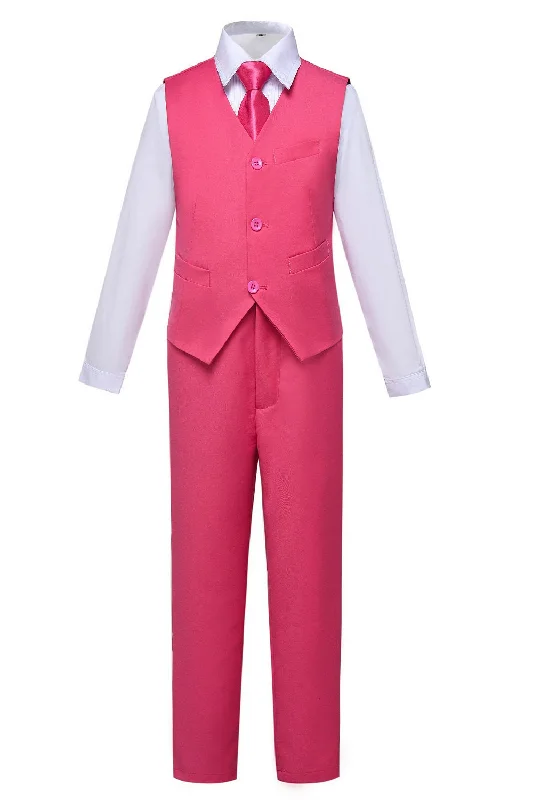 Men's suit in velvet -Pink 2 Piece Kids Boys' Vest and Pants Dress Suits Set