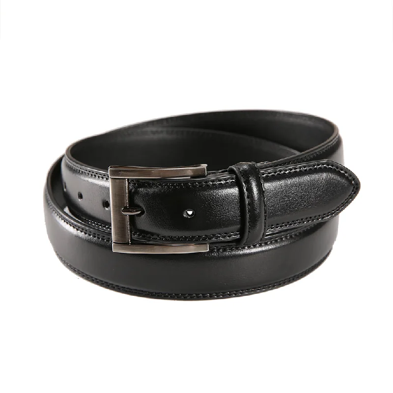 fashion waist belt for dress -Pino Baldini Black Leather Dress Belt