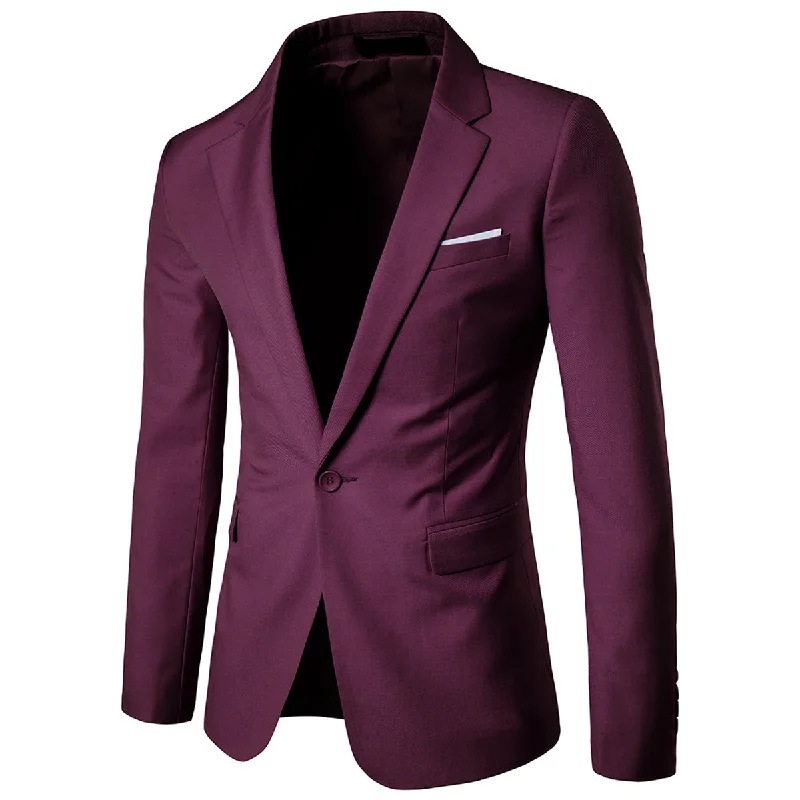 Men's slim fit suit jacket -Men`s Red Slim Fit Casual Blazer