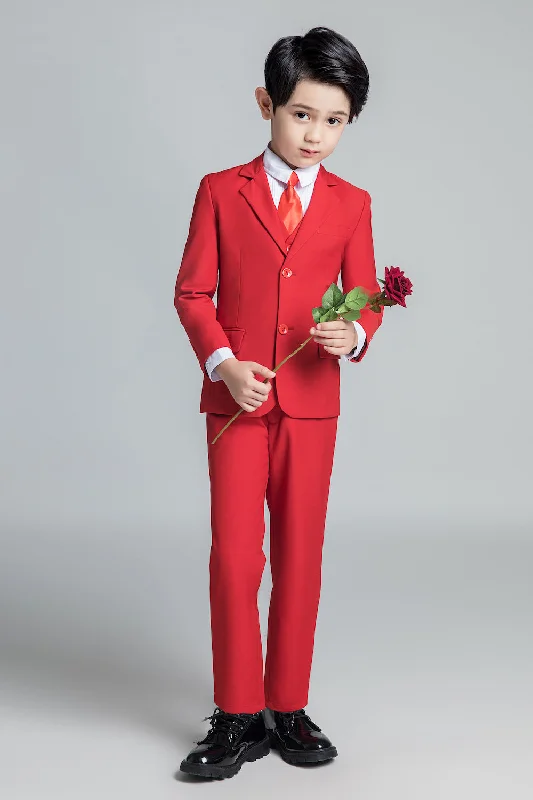 Men's luxury tuxedo suit -Red Classic Suits Set 5 Piece Boys Suits