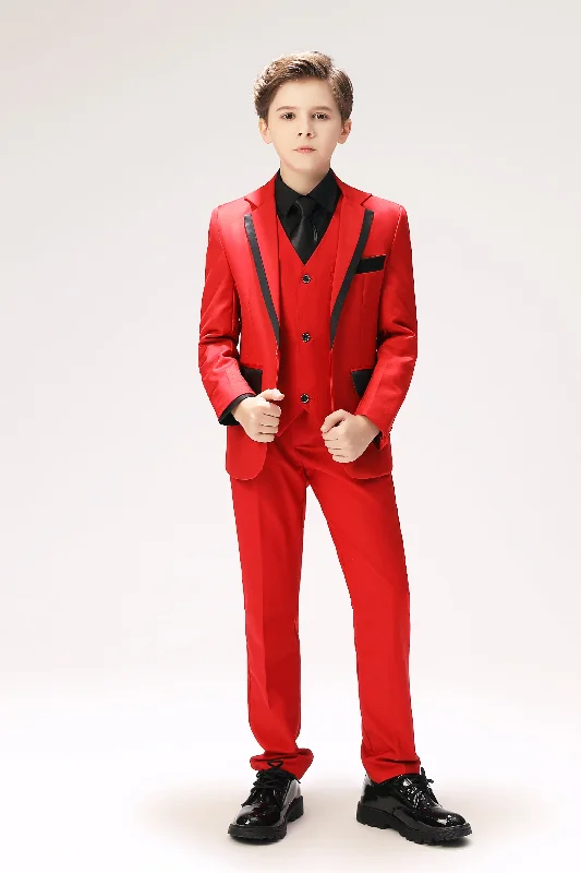 Men's business wedding suit -Red Classic Suits Set 5 Piece Boys Suits