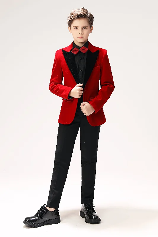 Men's suit trousers -Red Velvet 5 Piece Boy's Formal Boys Suits