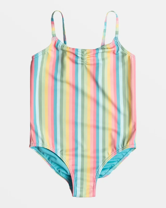 Men's white wedding suit -Roxy Girls Rainbow Stripe One Piece-Maui Blue