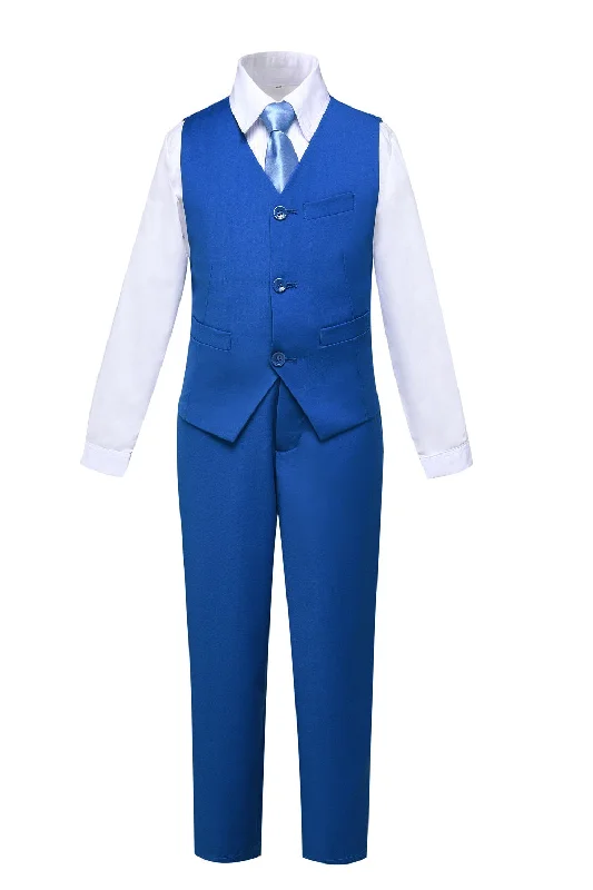 Men's suit for prom -Royal Blue 2 Piece Kids Boys' Vest and Pants Dress Suits Set