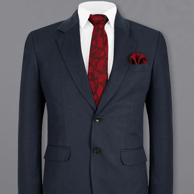 Men's wool suits -Royal Blue Diamond Textured Blazer