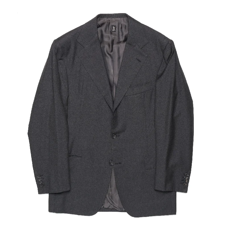 Men's double-breasted suit -RUBINACCI LH Hand Made Bespoke Charcoal Gray Wool Blazer Sports Coat EU 50 US 40