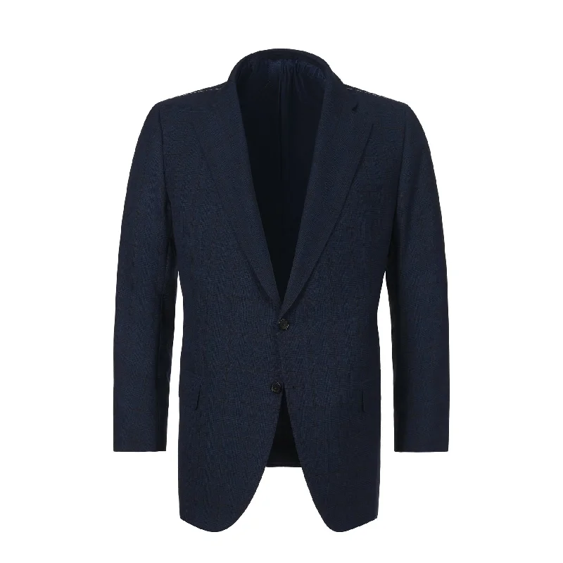 Men's suit and tie combo -Single-Breasted Glen-Check Wool and Cashmere-Blend Suit in Dark Blue