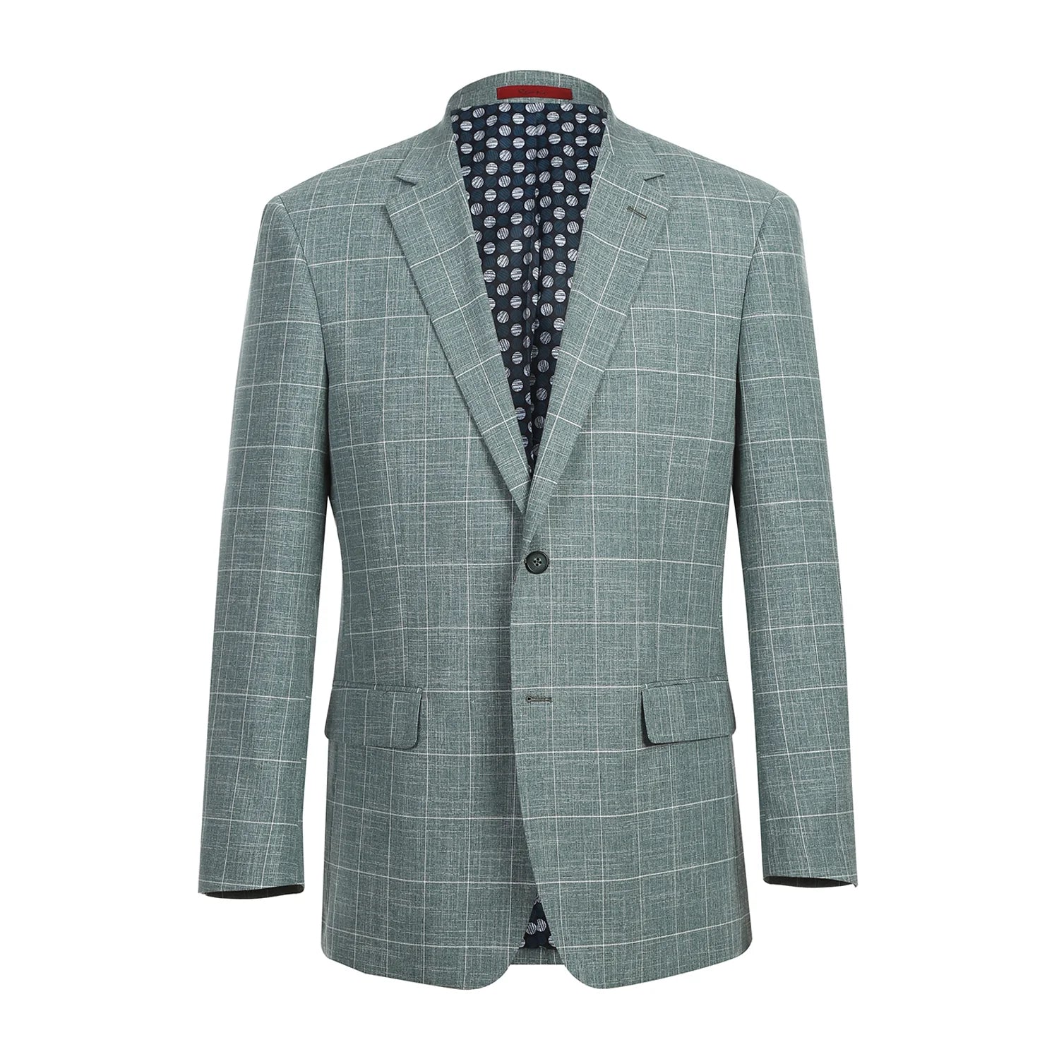 Men's office suit jacket -Single Breasted Windowpane Blazer - Turqoise