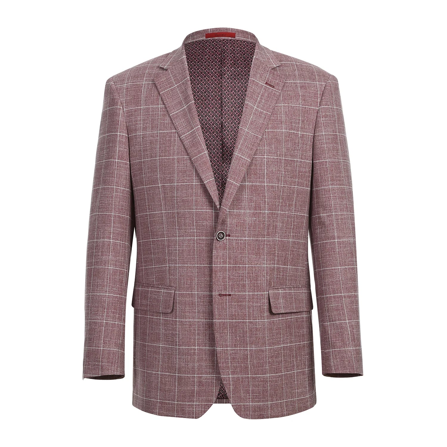 Men's burgundy suit -Single Breasted Windowpane Blazer - Wine