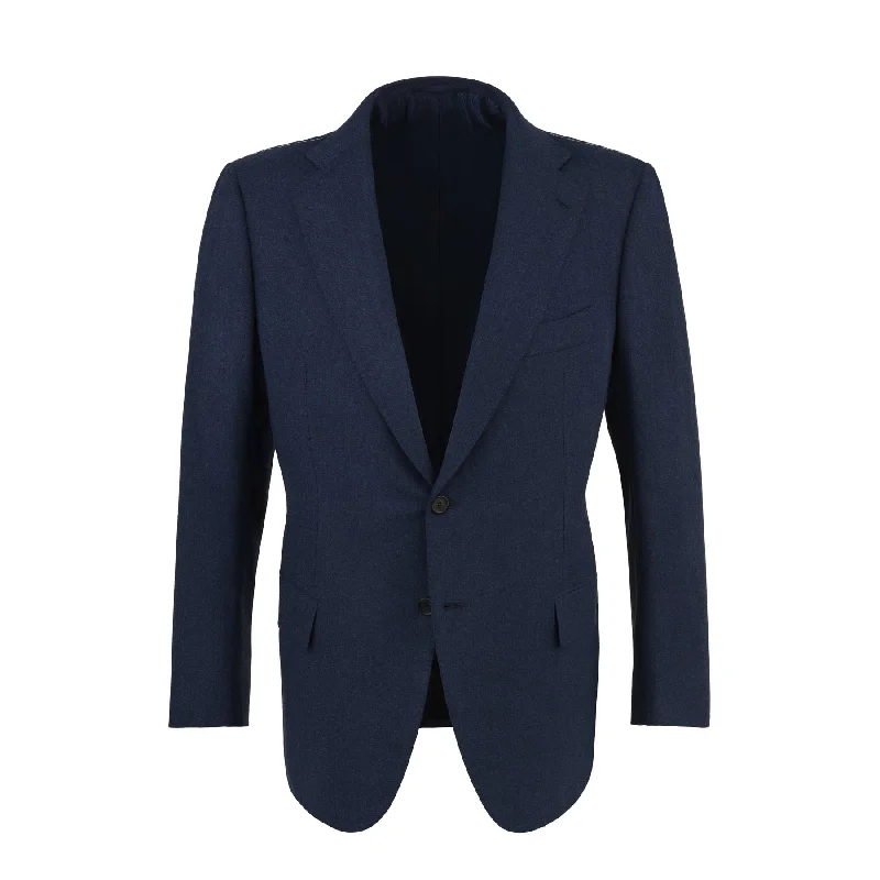 Men's suit and pocket square -Single-Breasted Wool Suit in Blue