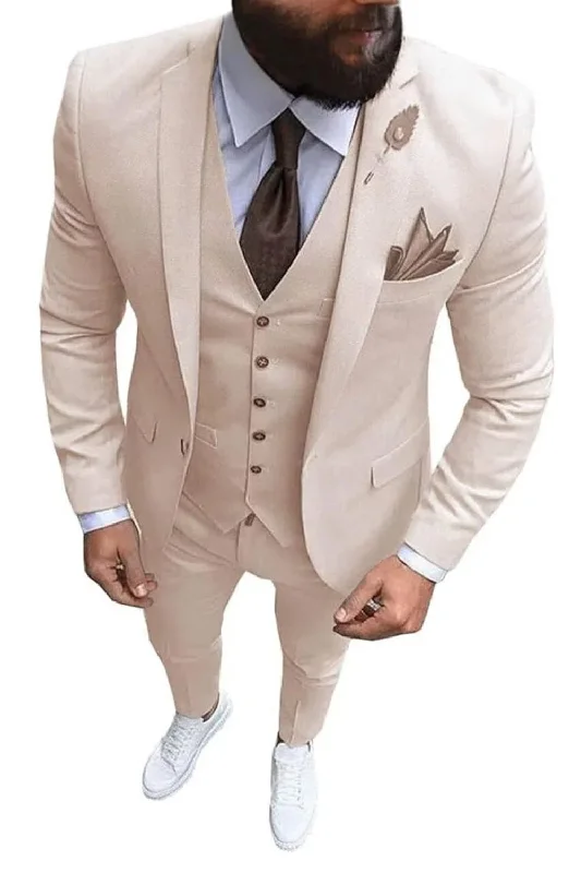 Men's slim fit business suit -Slim Fit One Button Formal Wedding Groomsmen Prom Tuxedo 3 Piece Suit Mens