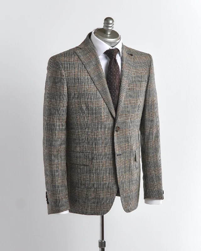 Men's office wedding suit -Super 110S Glencheck Plaid Flannel Suit