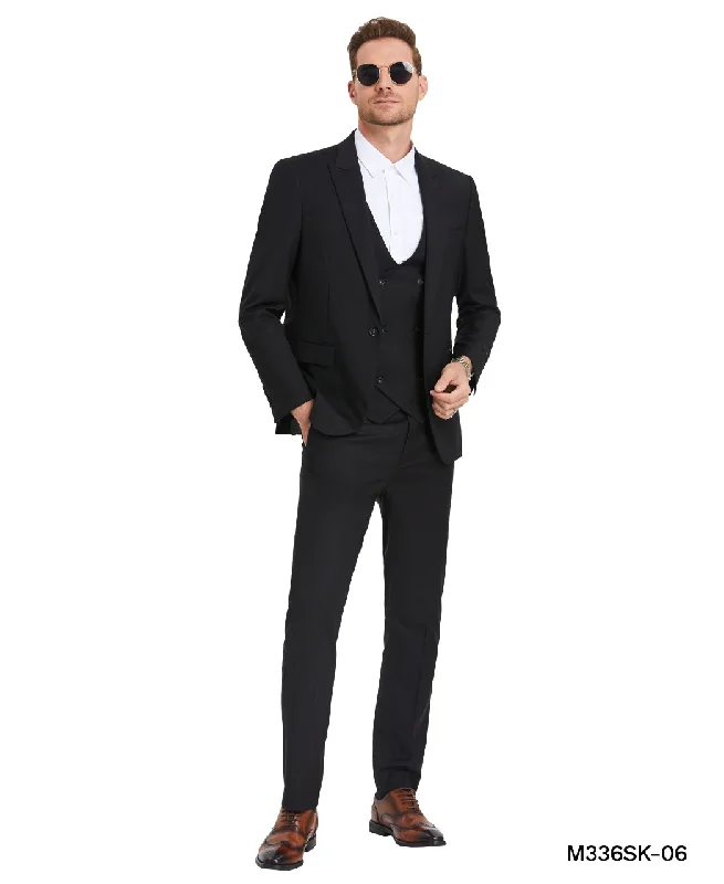 Men's stylish evening suit -Tazio Skinny Fit Black 3 pc Suit