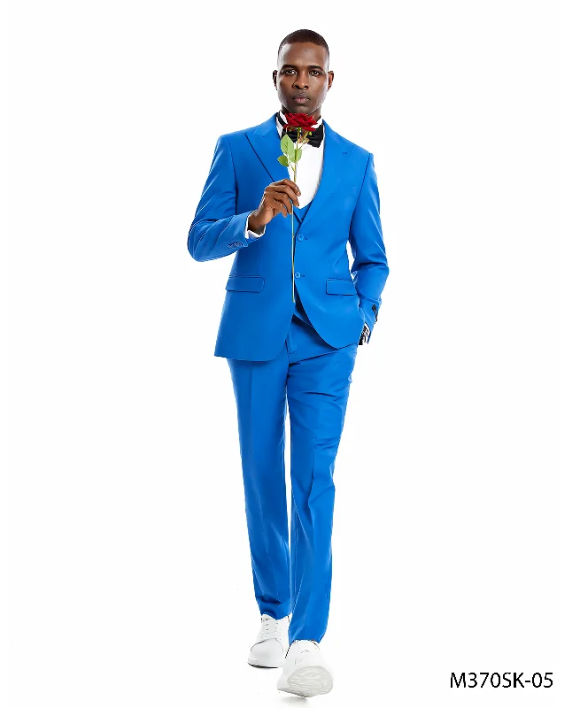 Men's white wedding suit -Tazio Skinny Fit Royal Blue 3 pc Suit