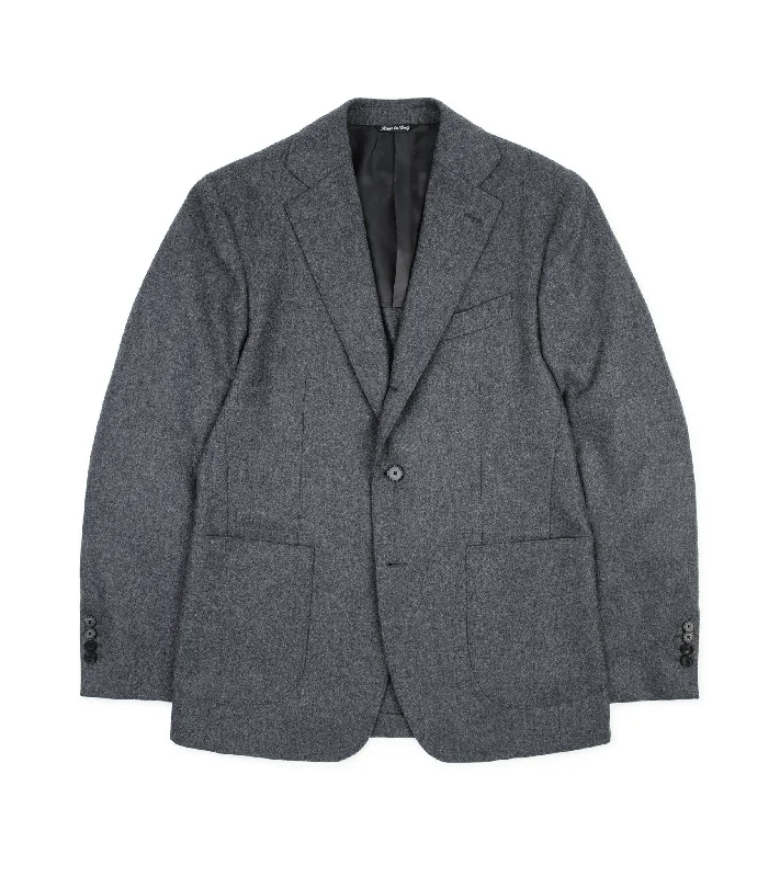 Men's slim business suit -Trunk Wigmore Wool Flannel Suit Jacket: Charcoal