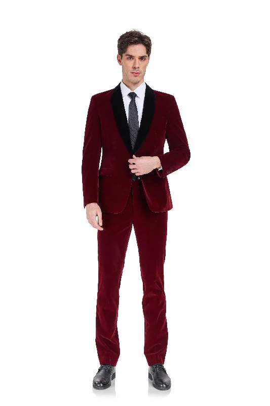 Men's checkered dinner jacket -Velvet 3 Piece Men's Formal Suits(MORE COLORS+)