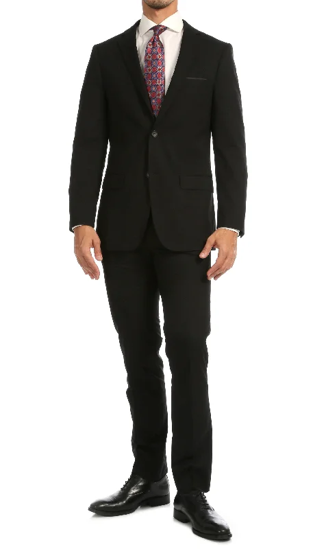 Men's premium suit collection -Windsor Black Slim Fit 2 Piece Suit