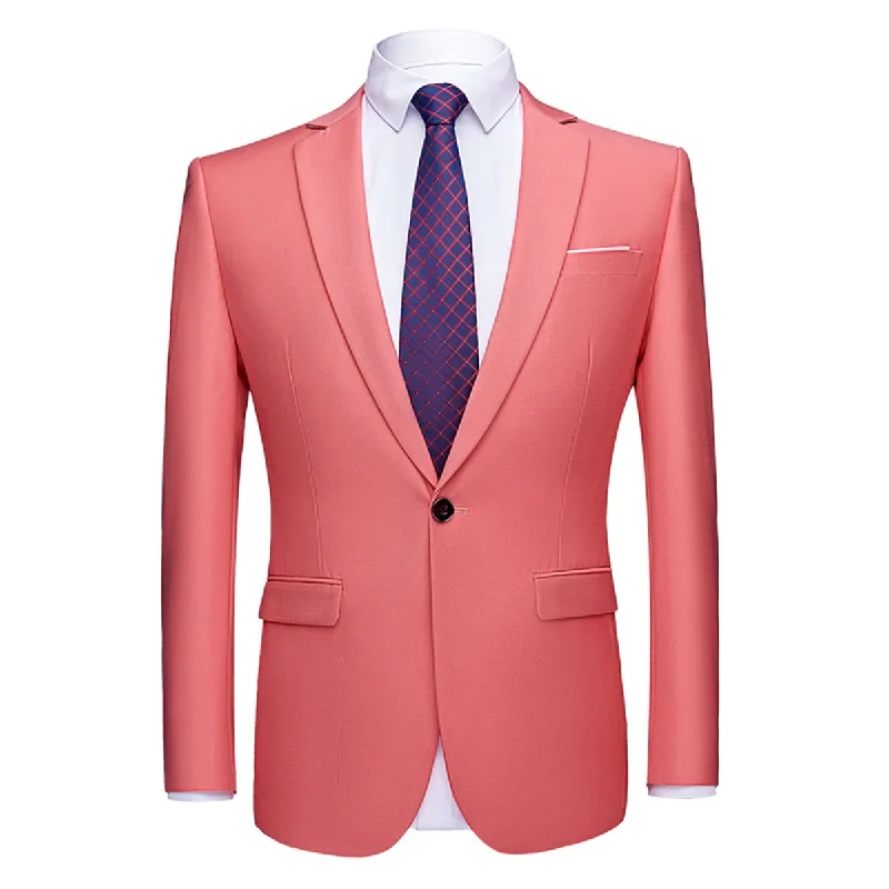 Men's slim fit suit -Mens Pink Slim Fit One Button Blazer