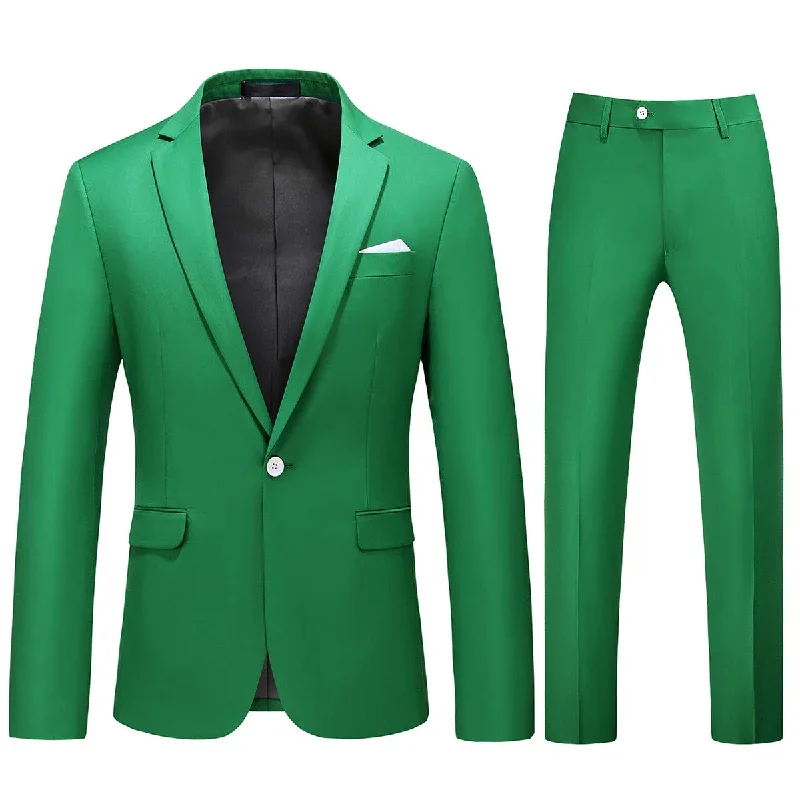 Men's tuxedo with satin lapel -YFFUSHI Mens 2 Piece Suits 1 Button Slim Fit Notched Lapel Solid Formal Green