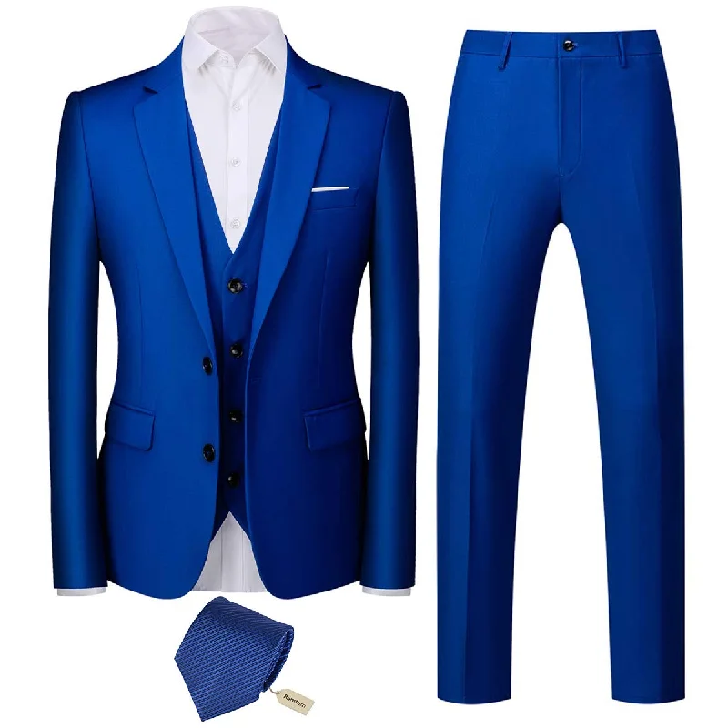 Men's winter tuxedo -YFFUSHI Mens 3 Piece Suits Slim Fit 2 Buttons Business Wedding Formal Blue