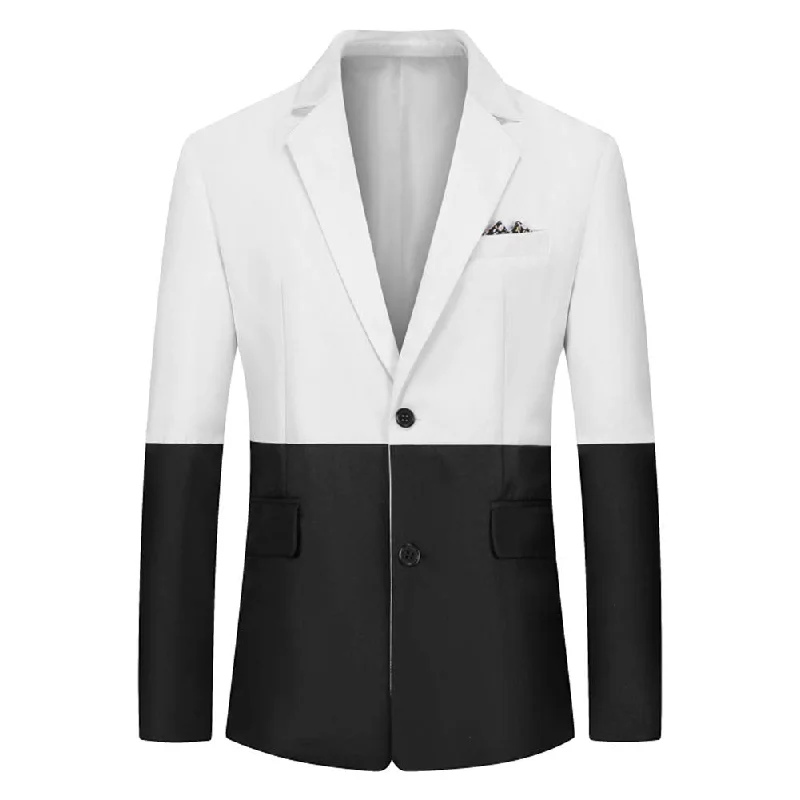 Men's formal suit jacket -YFFUSHI Mens Suit Blazer 2 Buttons Classic Fit Daily Sports Coat White Black