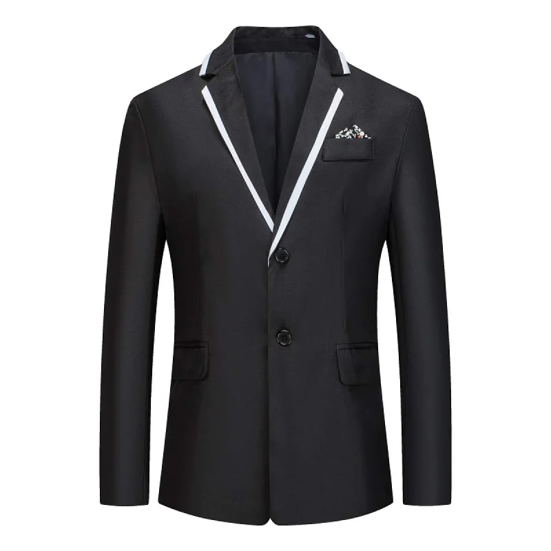 Men's tailored wool tuxedo -YFFUSHI Mens Classic Blazer Jacket Casual 2 Buttons Lightweight Daily Dress Coat Black