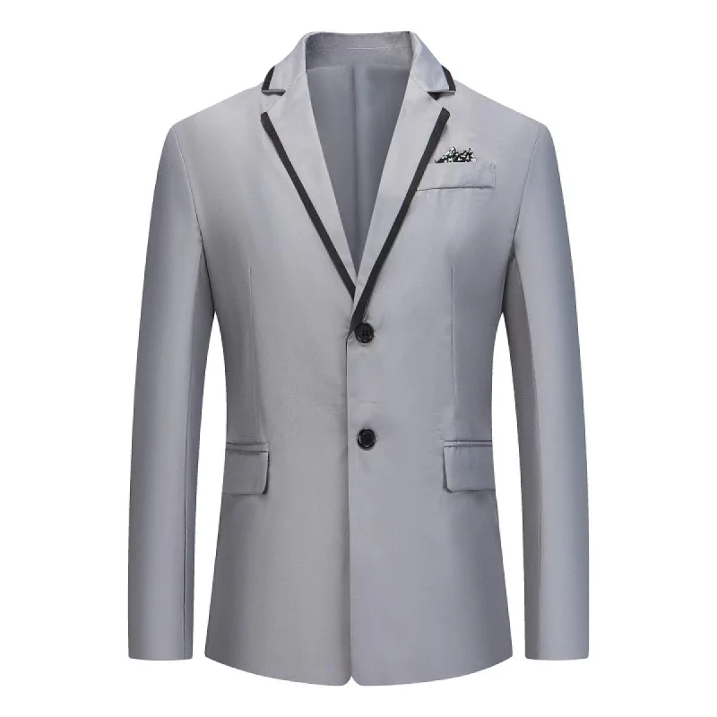 Men's business wedding suit -YFFUSHI Mens Classic Blazer Jacket Casual 2 Buttons Lightweight Daily Dress Coat Gray