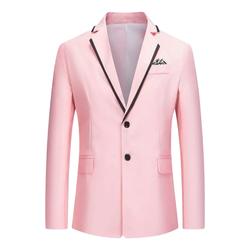 Men's royal blue suit -YFFUSHI Mens Classic Blazer Jacket Casual 2 Buttons Lightweight Daily Dress Coat Pink