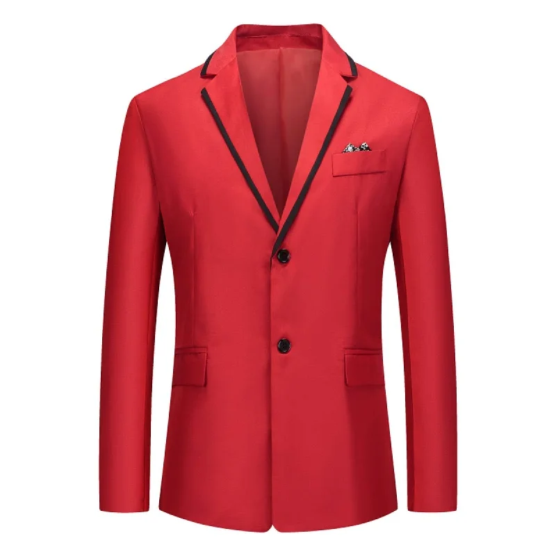 Men's long suit jacket -YFFUSHI Mens Classic Blazer Jacket Casual 2 Buttons Lightweight Daily Dress Coat Red