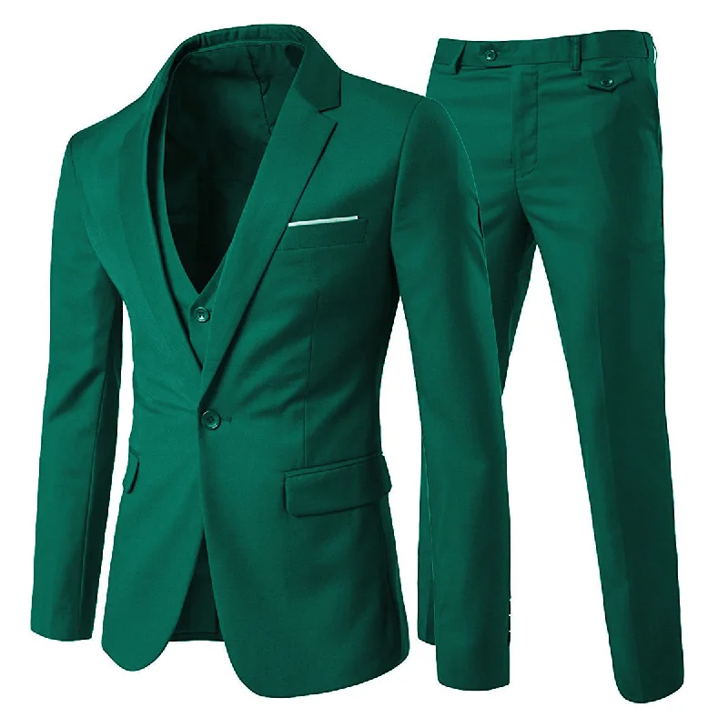 Men's grey suit -YFFUSHI Men's Slim Fit 3 Piece Suit One Button Suits Blazer Tux Vest & Trousers Green