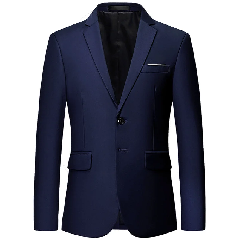 Men's suit for birthday -YFFUSHI Mens Slim Fit Blazer Two-Button Casual Suit Jacket Navy