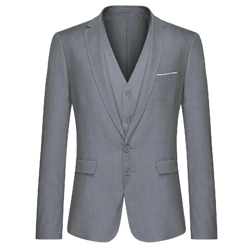 Men's linen wedding suit -YFFUSHI Mens Suit Jacket Vest 2 Piece Set Slim Fit Separate Casual Formal Dress Tops Light Gray