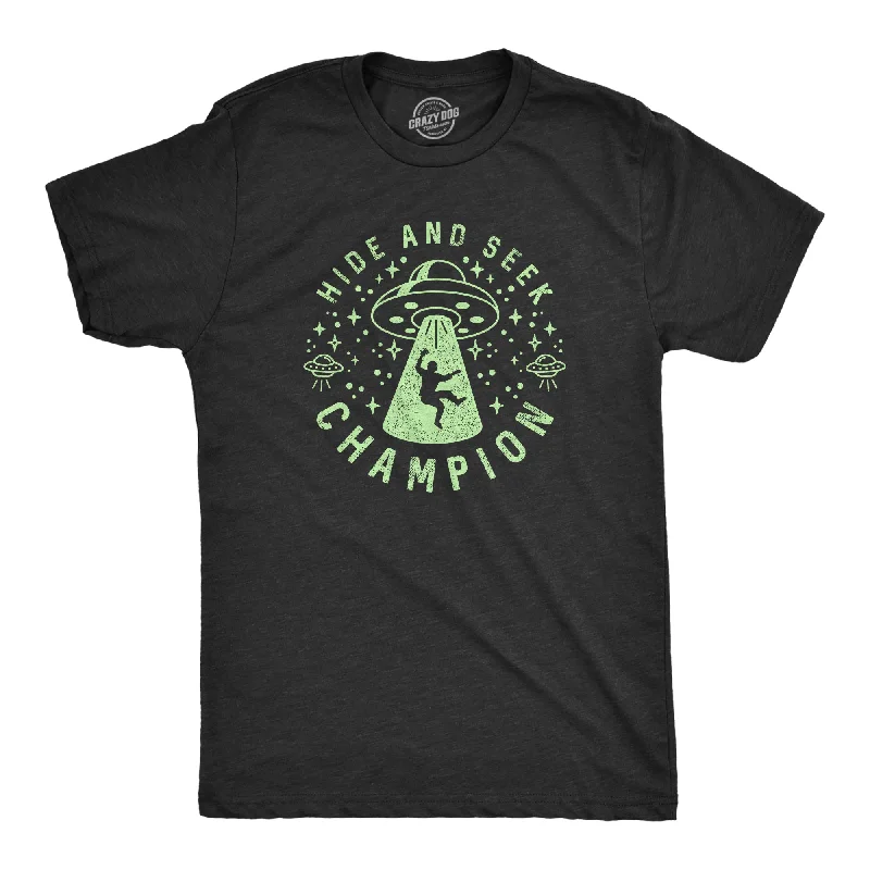 men's plaid casual shirts -Alien Hide And Seek Champion Men's T Shirt