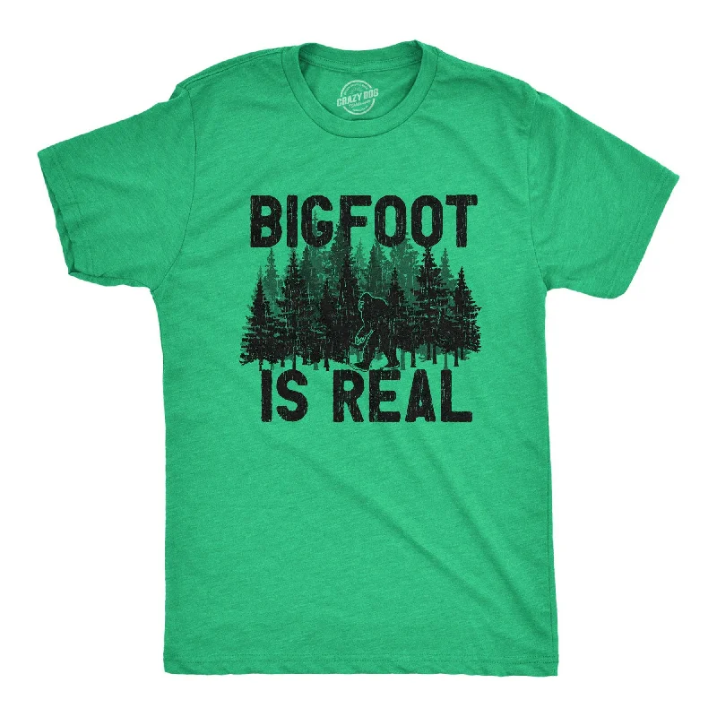 men's shirts with trendy buttons -Bigfoot Is Real Men's T Shirt