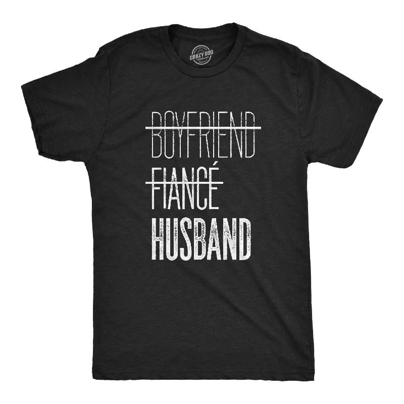 men's shirts with contrasting fabrics -Boyfriend Fiance Husband Men's T Shirt