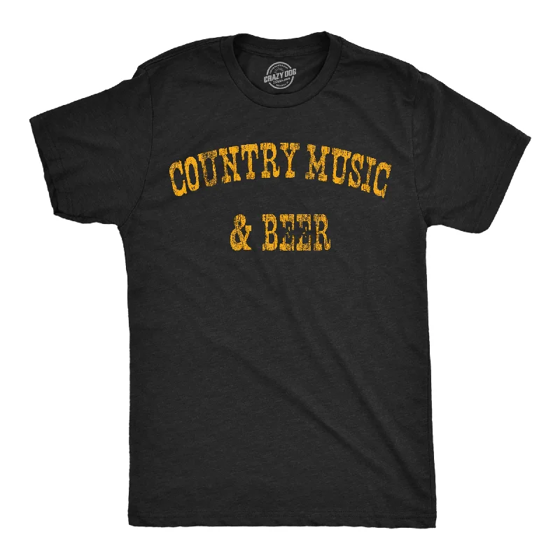 men's shirts with contrasting cuffs -Country Music And Beer Men's T Shirt