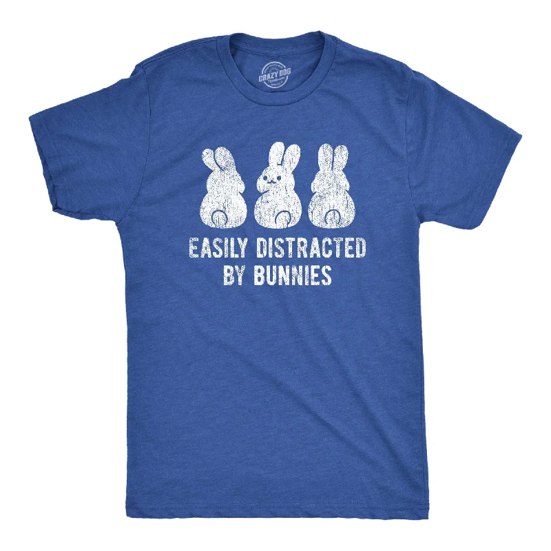 men's blue shirts -Easily Distracted By Bunnies Men's T Shirt