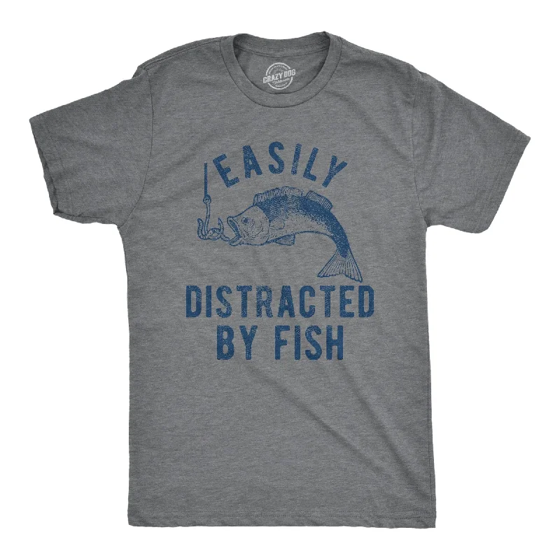 men's Hawaiian shirts -Easily Distracted By Fish Men's T Shirt