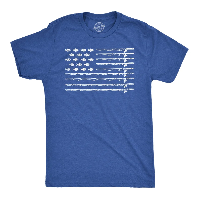 men's casual shirts for date night -Fishing American Flag Men's T Shirt