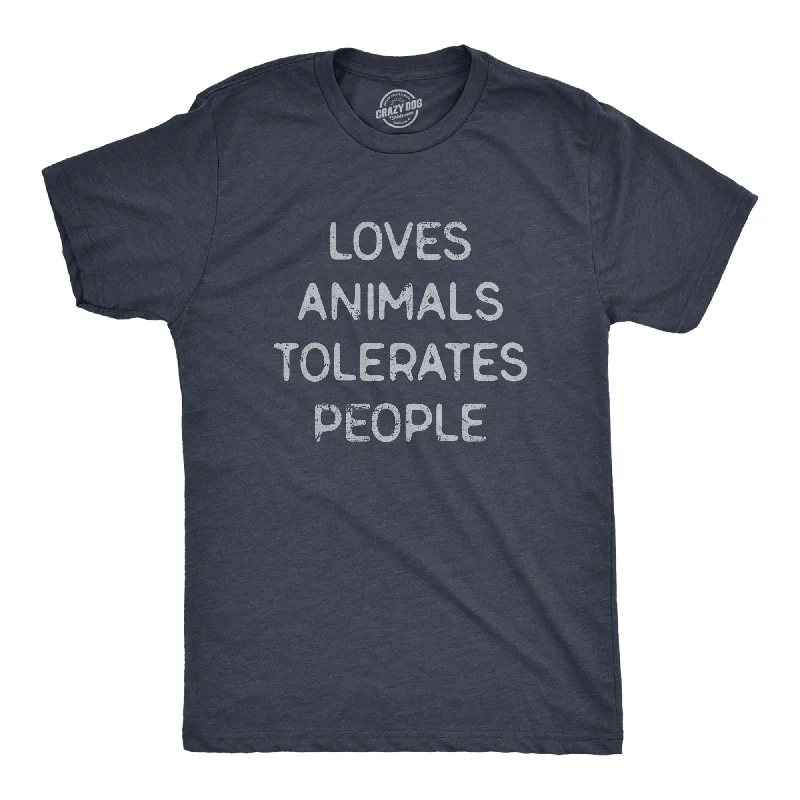 men's oversized button-up shirts -Loves Animals Tolerates People Men's T Shirt