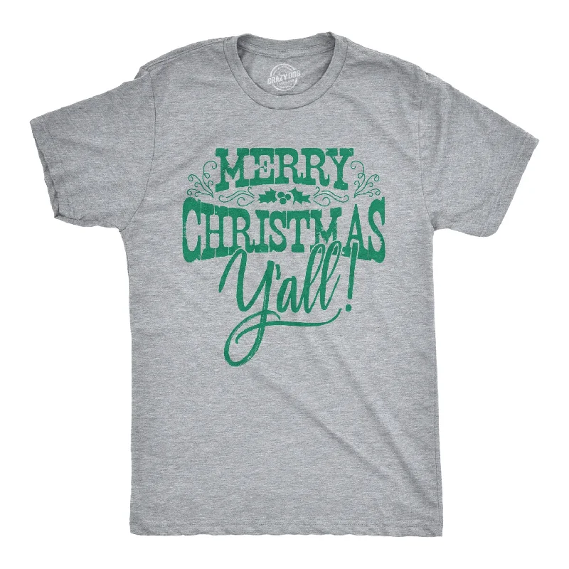 men's casual shirts for vacation -Merry Christmas Y'all Men's T Shirt