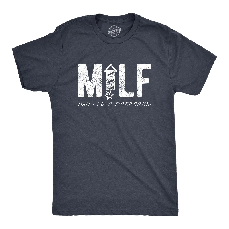 white men's dress shirts -MILF Man I Love Fireworks Men's T Shirt