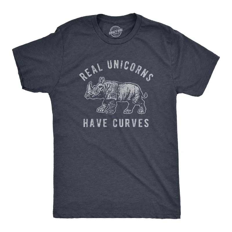 men's silk shirts -Real Unicorns Have Curves Men's T Shirt