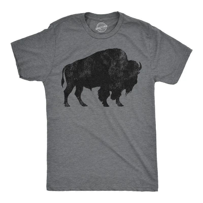 men's shirts with vibrant colors -Standing Buffalo Silhouette Men's T Shirt