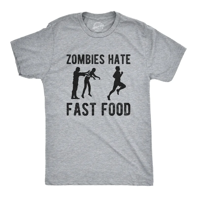 men's long sleeve casual shirts -Zombies Hate Fast Food Men's T Shirt